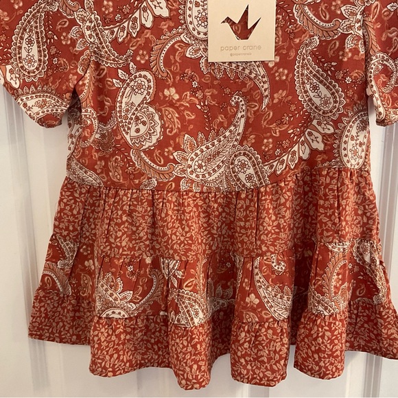 Paper Crane Paisley & Floral Baby Doll Top - NWT - Size XS - Picture 4 of 9